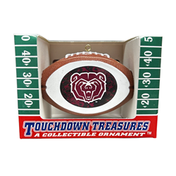 Touchdown Treasures Bear Head Football Collectible Ornament