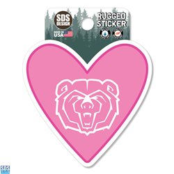 SDS Bear Head Pink Heart Sticker