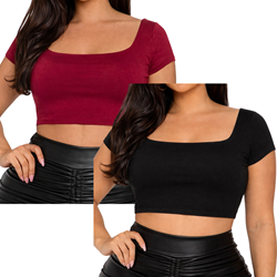Curvy Cropped Short Sleeve Top