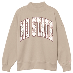 League Mo State Ladies Beige Polka Dot Mock Neck
