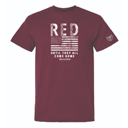 Original BearWear RED American Flag Until They All Come Home Maroon Tee