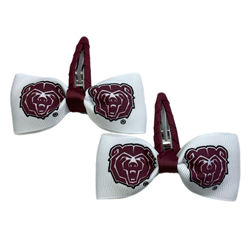 USA Bows Bear Head White Mini Bow Hair Clips