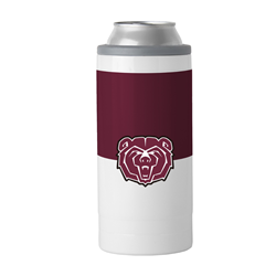 Logo Brands Bear Head Missouri State  Maroon and White Metal Slim Can Coolie