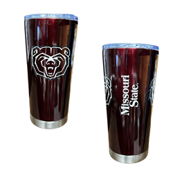 Logo Brands Bear Head Missouri State Maroon Metal Tumbler
