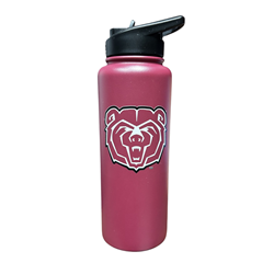 Logo Brands Bear Head Maroon Metal Water Bottle