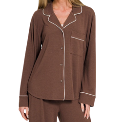 Matching Pajama Set Long Sleeve Button Up Top