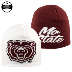 LogoFit Bear Head Mo State White and Maroon Beanie