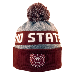 LogoFit Mo State Bear Head Bears Mo State Maroon and Gray Stocking Cap with Pom