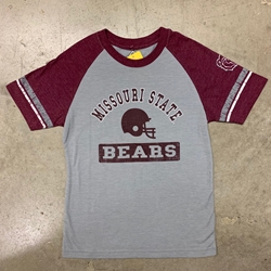 Colosseum Youth Missouri State Football Helmet Bears Gray Short Sleeve Tee
