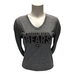 Adidas Ladies Missouri State Bears Grey Long Sleeve V-Neck