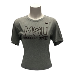 Nike Ladies MSU Missouri State Gray Short Sleeve Tee