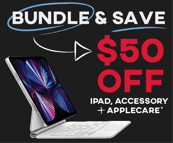 bundle iPad with accessory and applecare, save $50